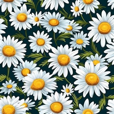 Premium Vector A Pattern Of Daisies On A Blue Background