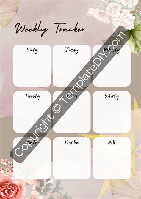 Weekly Tracker Template Printable PDF, Word, Excel