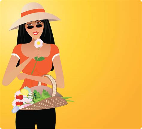 Woman Wearing Sun Hat Illustrations Royalty Free Vector Graphics