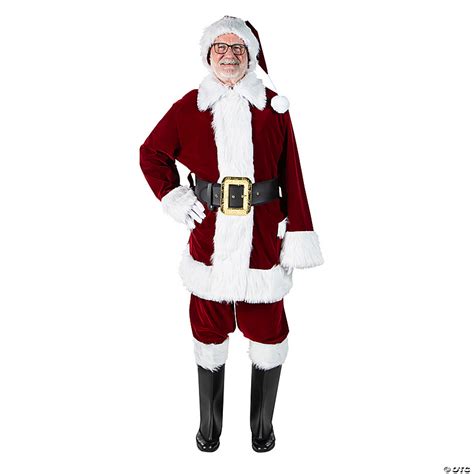 Men S Burgundy Velvet Santa Suit With Overalls Oriental Trading