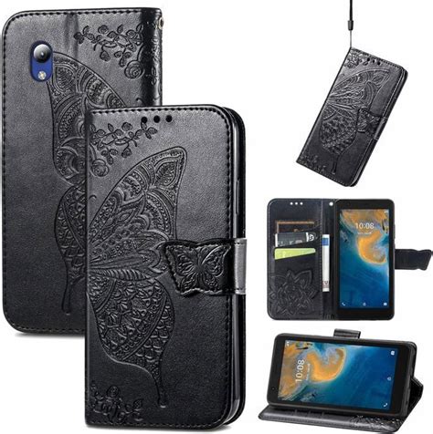 Tui Coque Antichoc En Cuir Pu Pour Zte Blade A Lite Motif Papillon