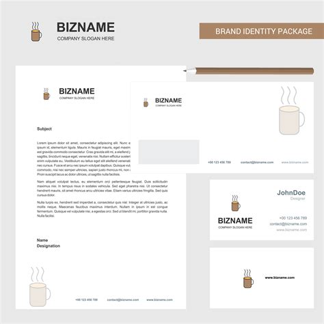 Coffee Business Letterhead Envelope And Visiting Card Design Vector