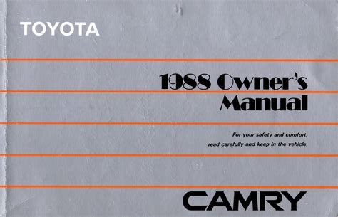 Toyota Lexus Lover 1988 Toyota Camry LX Owners Manual