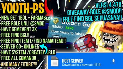 GILA FREE ROLE UNLI FIND 200 BGL GROWTOPIA PRIVATE SERVER TERBARU