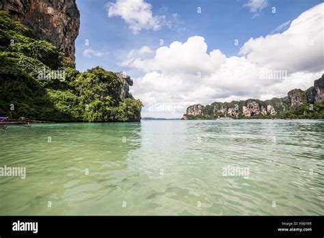 The Famous Railey Beach In Krabi Province With Its Unique Karst