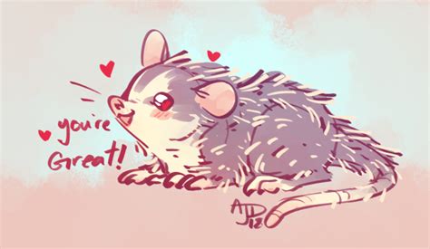 4151 Safe Artist Flipside Mammal Marsupial Opossum Feral Hairless Tail Heart Love