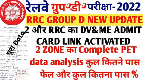 2 RRC क DV ME ADMIT CARD OUT 2 ZONE क COMPLETE PET DATA ANALYSIS