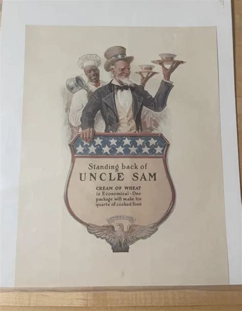 Authenticated Cream Of Wheat Standing Back Of Uncle Sam Vintage