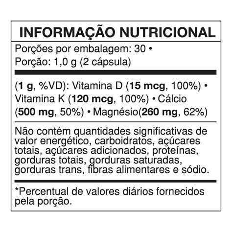 Cálcio MDK Magnésio Vitaminas D e K 500mg 60 Cápsulas VIDEIRA7