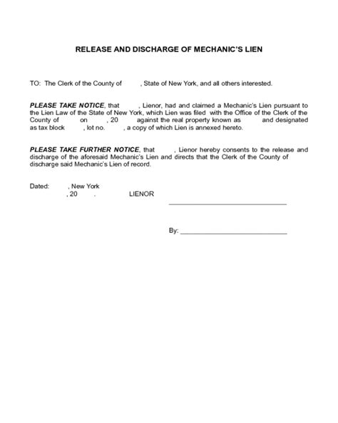 Release And Discharge Mechanics Lien Form Edit Fill Sign Online