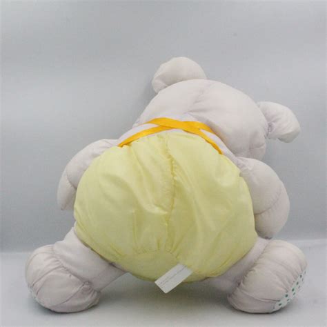 Peluche Puffalump Ours Mauve Salopette Jaune