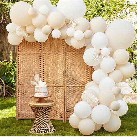 Kit Arche Organiques Guirlande De Ballons Beige Et Blanc