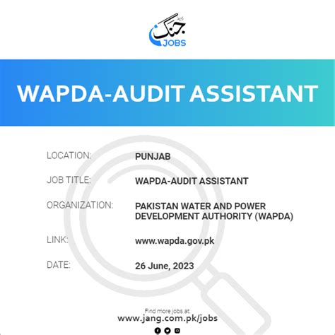 Wapda Audit Assistant Job Pakistan Water And Power Development