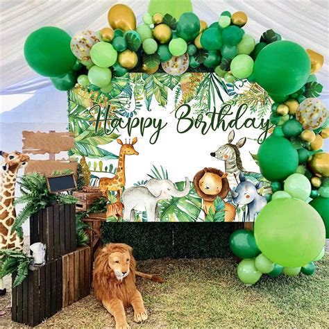 150x100cm Jungle Safari Animal Happy Birthday Backdrop Birthday Party