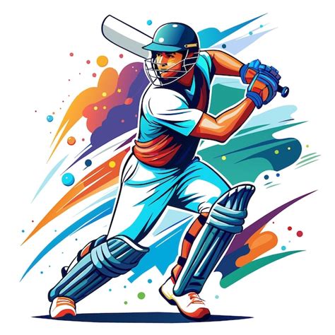 Ilustraci N Vectorial Din Mica De Un Bateador De Cricket En Acci N