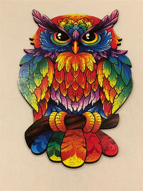 Wooden Puzzle Jigsaw Mysterious Owl Laser Cut Wooden Jigsaw | Etsy