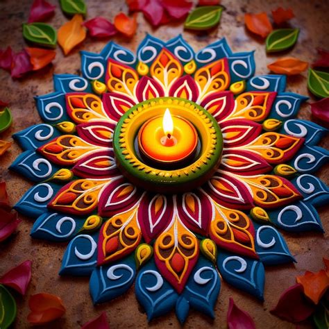 Diya Rangoli With Bright Colors Images - Free Download on Freepik