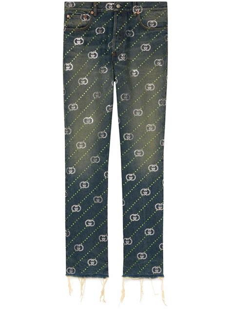 Gucci Crystal Embellished Intrelocking G Jeans Gucci