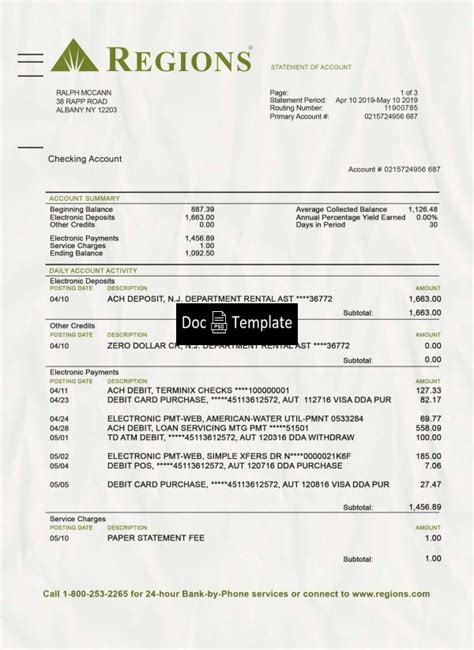 Regions Bank Statement Template Psd Psd Templates