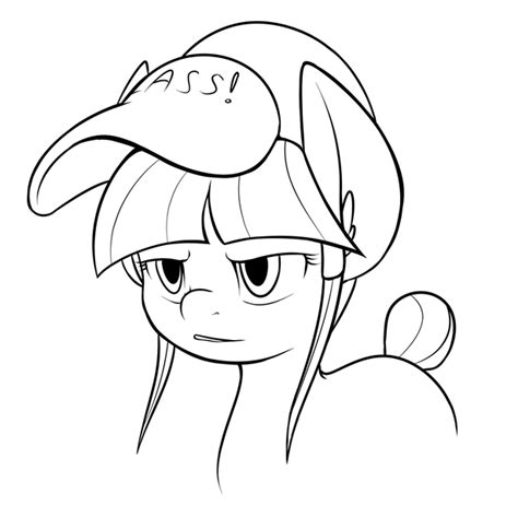 Artist Vulapa Derpibooru Import Hat Lineart Monochrome