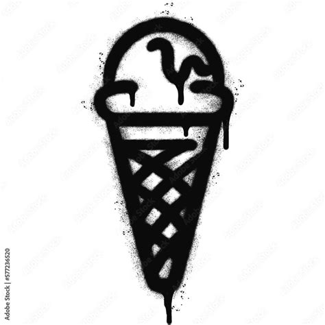 Spray Painted Graffiti Ice Cream Con Icon Sprayed Isolated With A White