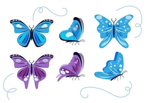 Conjunto De Hermosas Mariposas Vector Premium