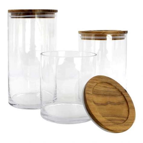 Glass Wood Lid Food Storage Canister