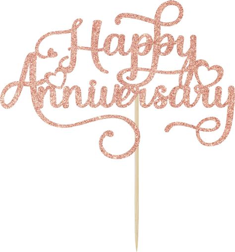 Amazon Rose Gold Glitter Happy Anniversary Cake Topper Happy