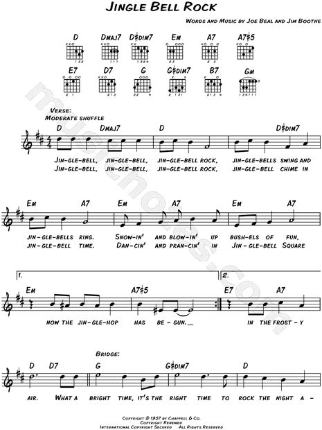 Bobby Helms Jingle Bell Rock Sheet Music Leadsheet In D Major