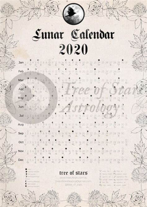 Lunar Calendar 2020 Tree Of Stars Astrology