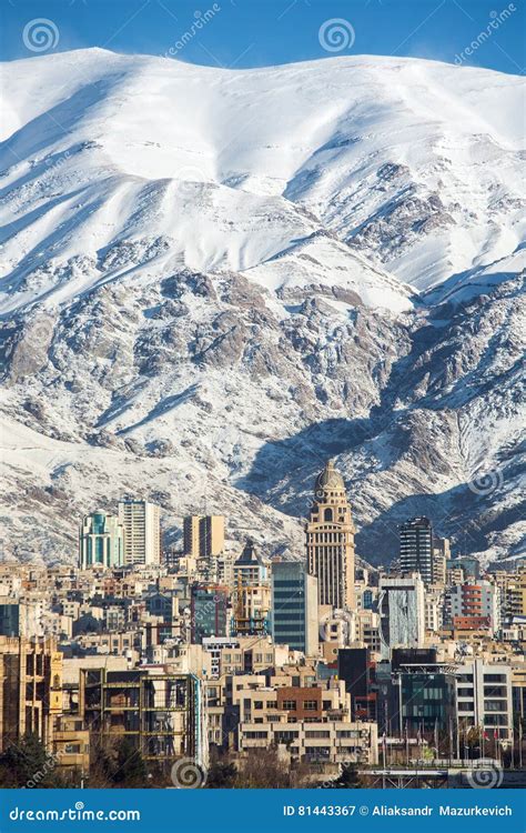 Winter Tehran View with a Snow Covered Alborz Mountains Editorial ...