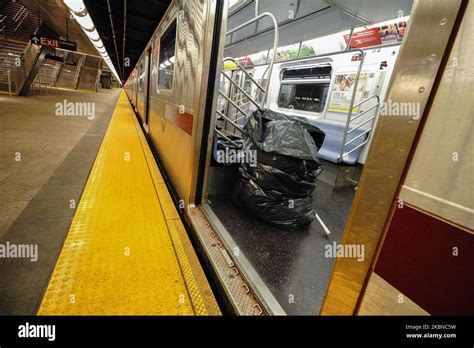 A View Of A Homeless Persons Property On A Subway Train In Hudson