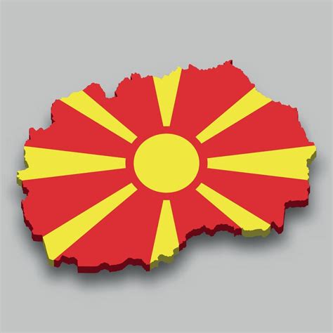 3d isometric Map of North Macedonia with national flag. 11175129 Vector ...