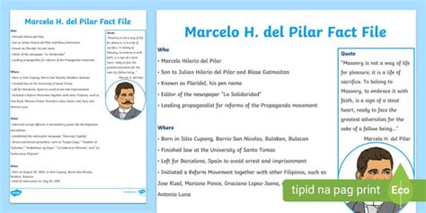 Marcel H. del Pilar Fact File | Preschool | Twinkl - Twinkl