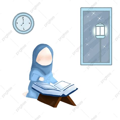 Read Quran Png Transparent A Little Girl Is Reading The Quran Muslim