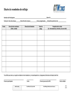 Fillable Online Atb Ctdol State Ct Diario De Reembolso De Millaje Atb