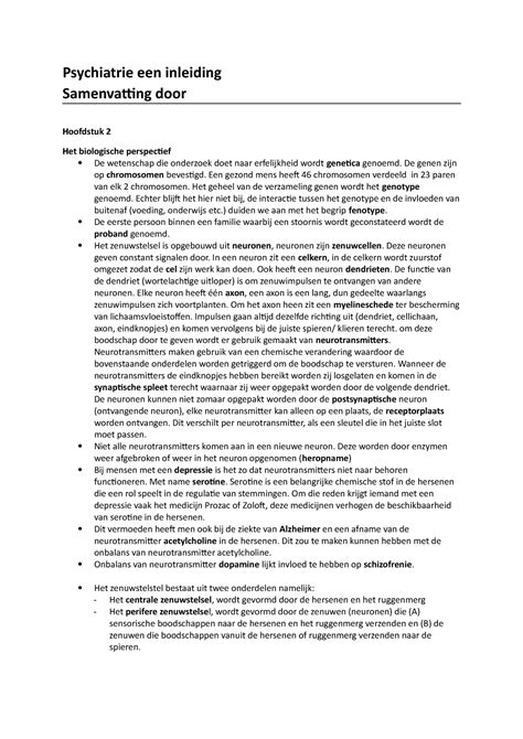 Samenvatting Psychiatrie 4 7 8 9 Psychiatrie Een Inleiding