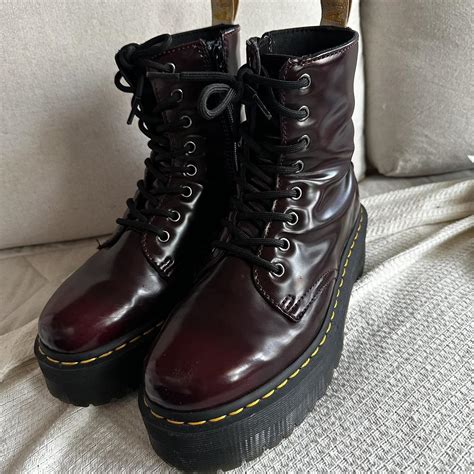 Dr Martens Womens Burgundy Boots Depop