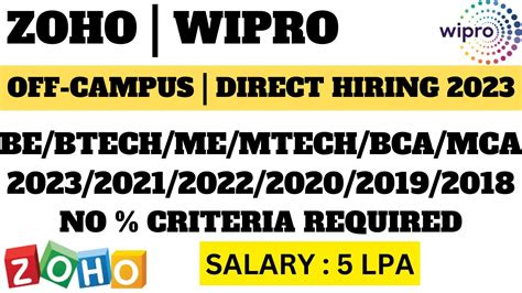 Wipro Off Campus Hiring 2023 2019 2023 Eligible Zoho Hiring Any Graduate Can Apply For