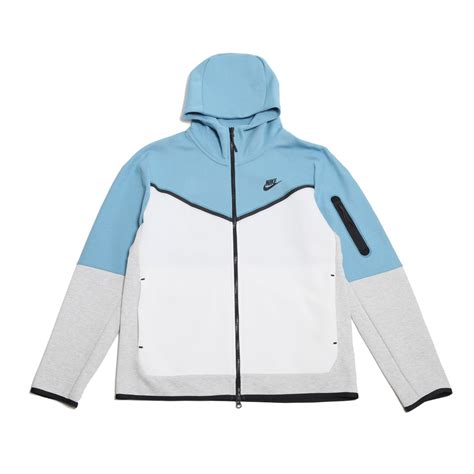 Nike Tech Fleece Hoodie Full Zip Cerulean White Grey Heather Black