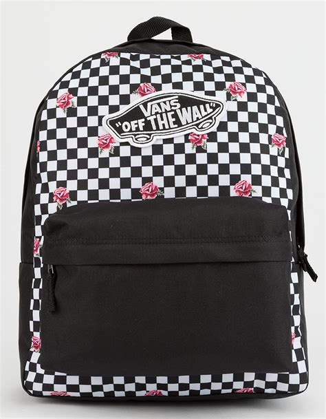 VANS Realm Rose Checkerboard Backpack - BLACK/WHITE | Tillys | Vans ...