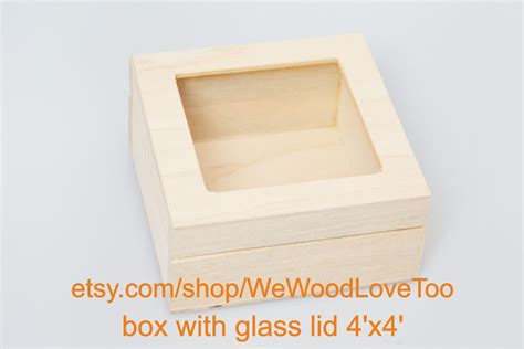 Unfinished Wooden Box With Glass Lid Wood Box Unfinished Wood Box Unpainted Wooden Box Wooden