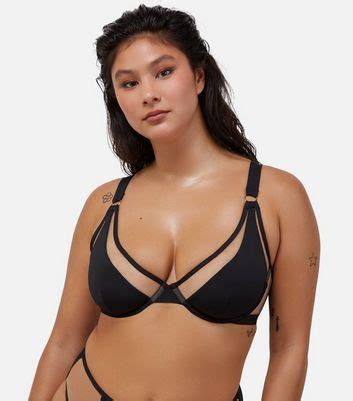 Wolf Whistle Black Mesh Underwired Bikini Top New Look