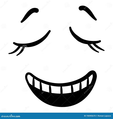 Cartoon Face Expressive Eyes And Mouth Smiling Crying And Surprised