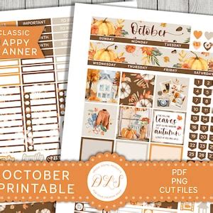 OCTOBER Planner Stickers, Printable Happy Planner Stickers, Fall ...