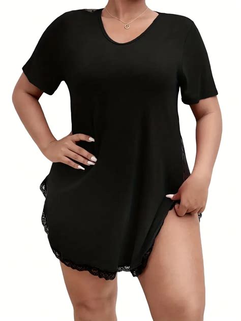 Plus Size Sexy Loungewear Dress Womens Plus Sheer Swiss Dot Temu