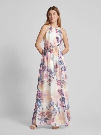 Jake S Cocktail Abendkleid Mit Floralem Muster Ecru Online Kaufen