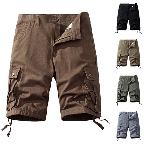 Edhitnr Shorts Men Summer Slim Solid Color Cargo Shorts Leisure Classic Fit Expandable Waist