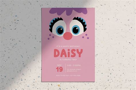 Sesame Street Simple Modern Abby Cadabby Birthday Party Invitation