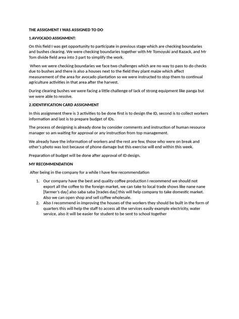 assigment   assigned    career growth